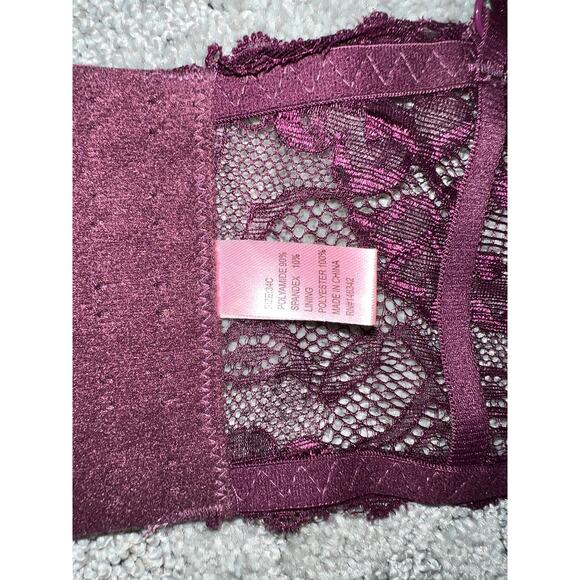 34C Marilyn Monroe Intimates Bralette Push Up Padded Bra Longline Purple Top - Picture 4 of 6